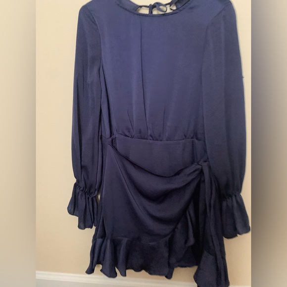 Hello Molly Navy Blue Satin Backless Mini Dress - Picture 1 of 3